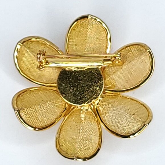Vintage Goldtone Mesh Floral Brooch Layered 3-D 2" - Picture 3 of 3